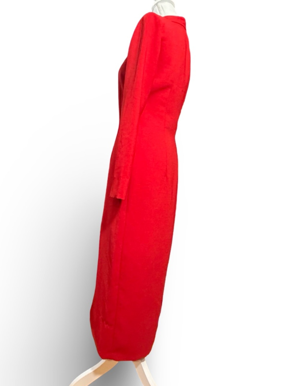 Zara Red Mandarin Collar Midi Dress with Frog Fasteners S - Picture 10 of 14